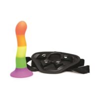 Proud Rainbow Silicone Dildo With Harness