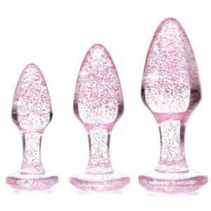 Booty Sparks Pink Glitter Gem Butt Plug Set