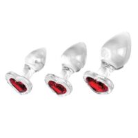 Adam & Eve Red Heart Gem Glass Plug Set